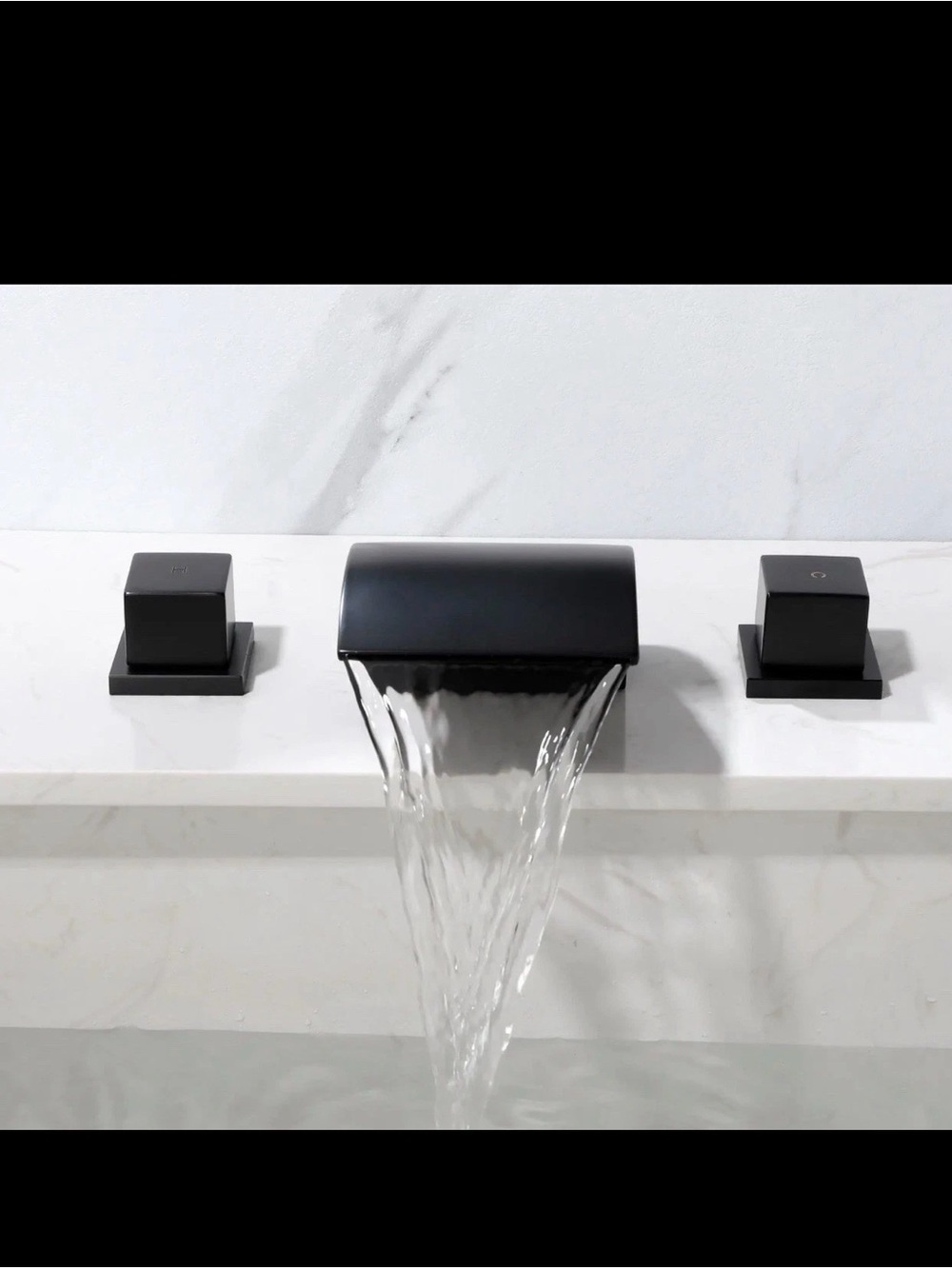 Matte Black Waterfall Roman Tub Faucet 2-Handle Deck Mount Bath Filler